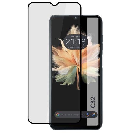 Protector Cristal Templado Completo 5D Full Glue Negro para Oukitel C32 Vidrio