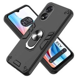 Funda Tough Armor con Anillo Giratorio Negra para Oppo A38 4G