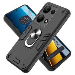 Funda Tough Armor con Anillo Giratorio Negra para Xiaomi Poco X6 5G