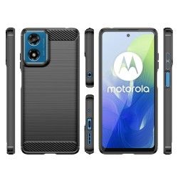 Funda Gel Tpu Tipo Carbon Negra para Motorola Moto G04 / G24 2