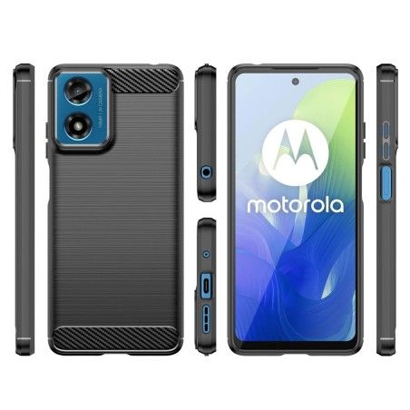 Funda Gel Tpu Tipo Carbon Negra para Motorola Moto G04 / G24