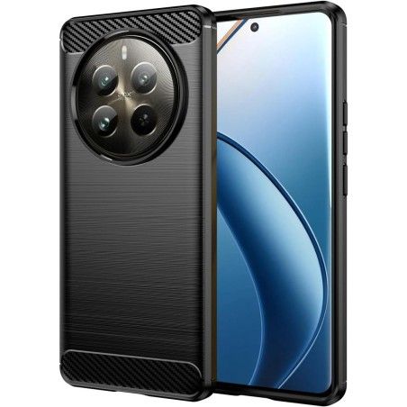 Funda Gel Tpu Tipo Carbon Negra para Realme 12 Pro 5G / 12 Pro Plus 5G