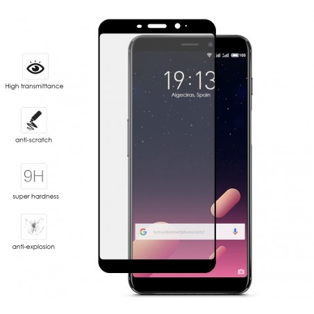 Protector Cristal Templado Frontal Completo Negro para Meizu M6S Vidrio