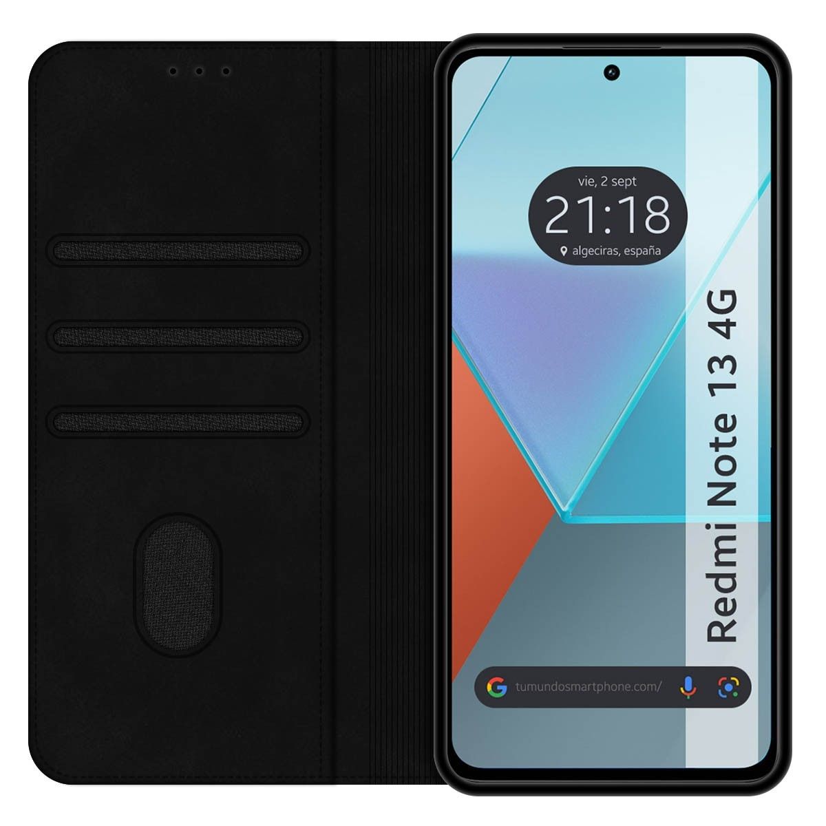 Funda Libro de Polipiel con tarjetero para Xiaomi Redmi Note 13 4G color Negra