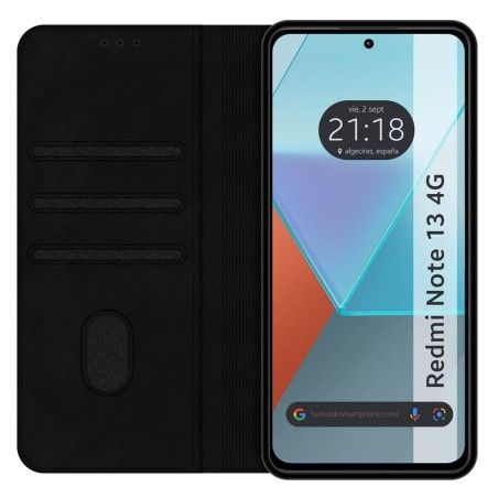 Funda Libro de Polipiel con tarjetero para Xiaomi Redmi Note 13 4G color Negra