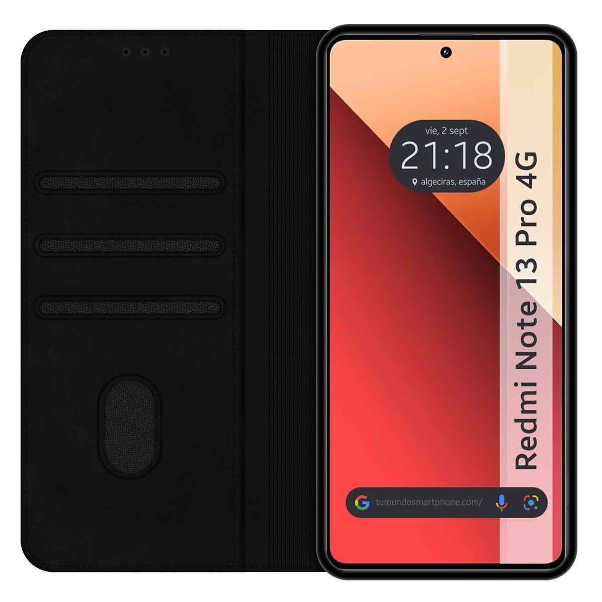 Funda Libro de Polipiel con tarjetero para Xiaomi Redmi Note 13 Pro 4G color Negra
