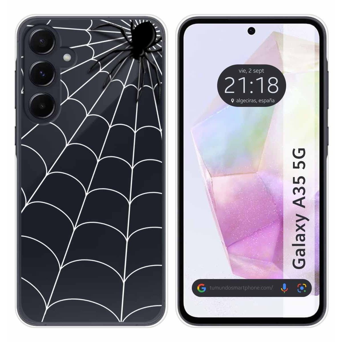Funda Silicona Transparente para Samsung Galaxy A35 5G diseño Araña Dibujos