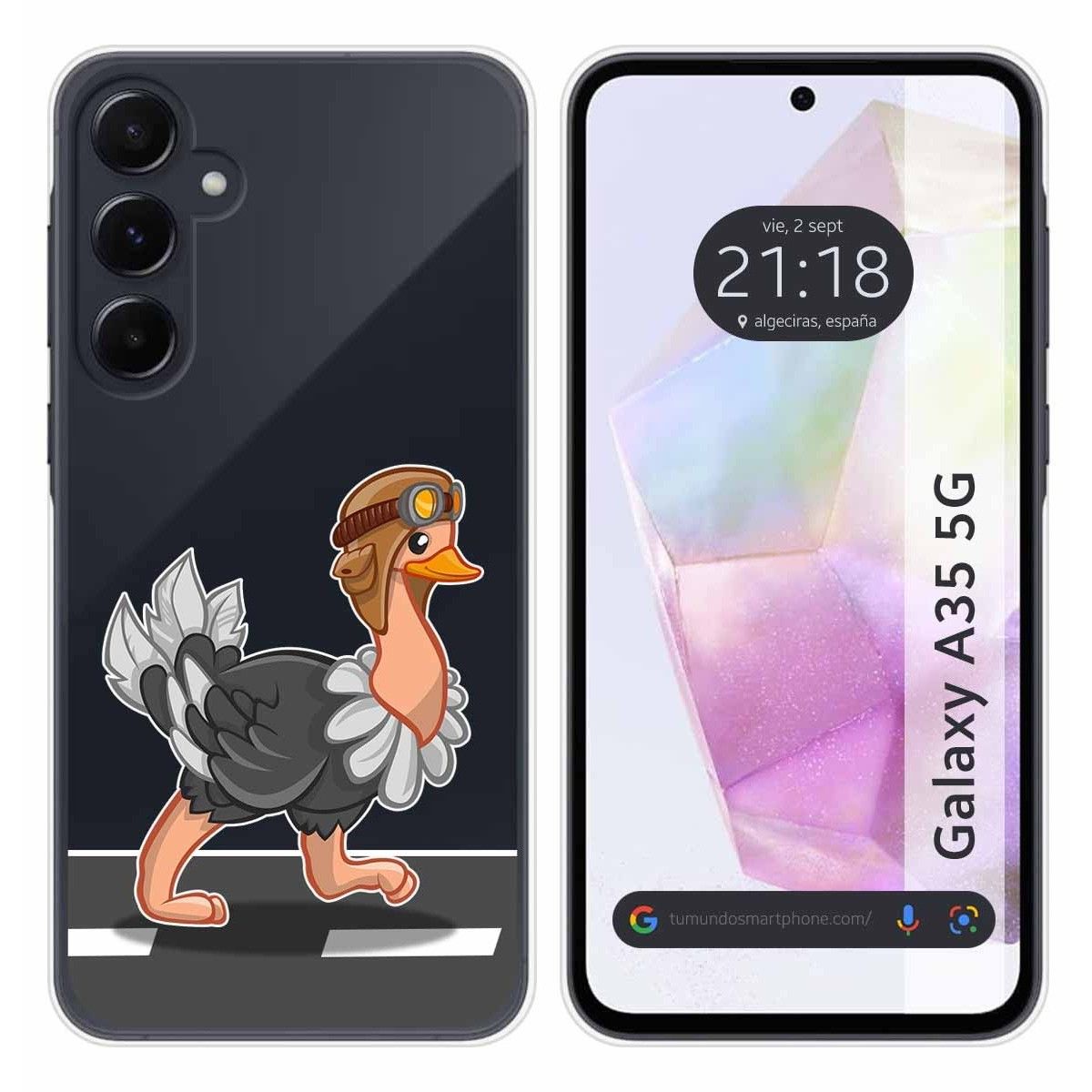 Funda Silicona Transparente para Samsung Galaxy A35 5G diseño Avestruz Dibujos
