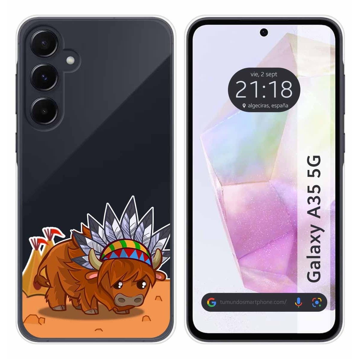 Funda Silicona Transparente para Samsung Galaxy A35 5G diseño Bufalo Dibujos