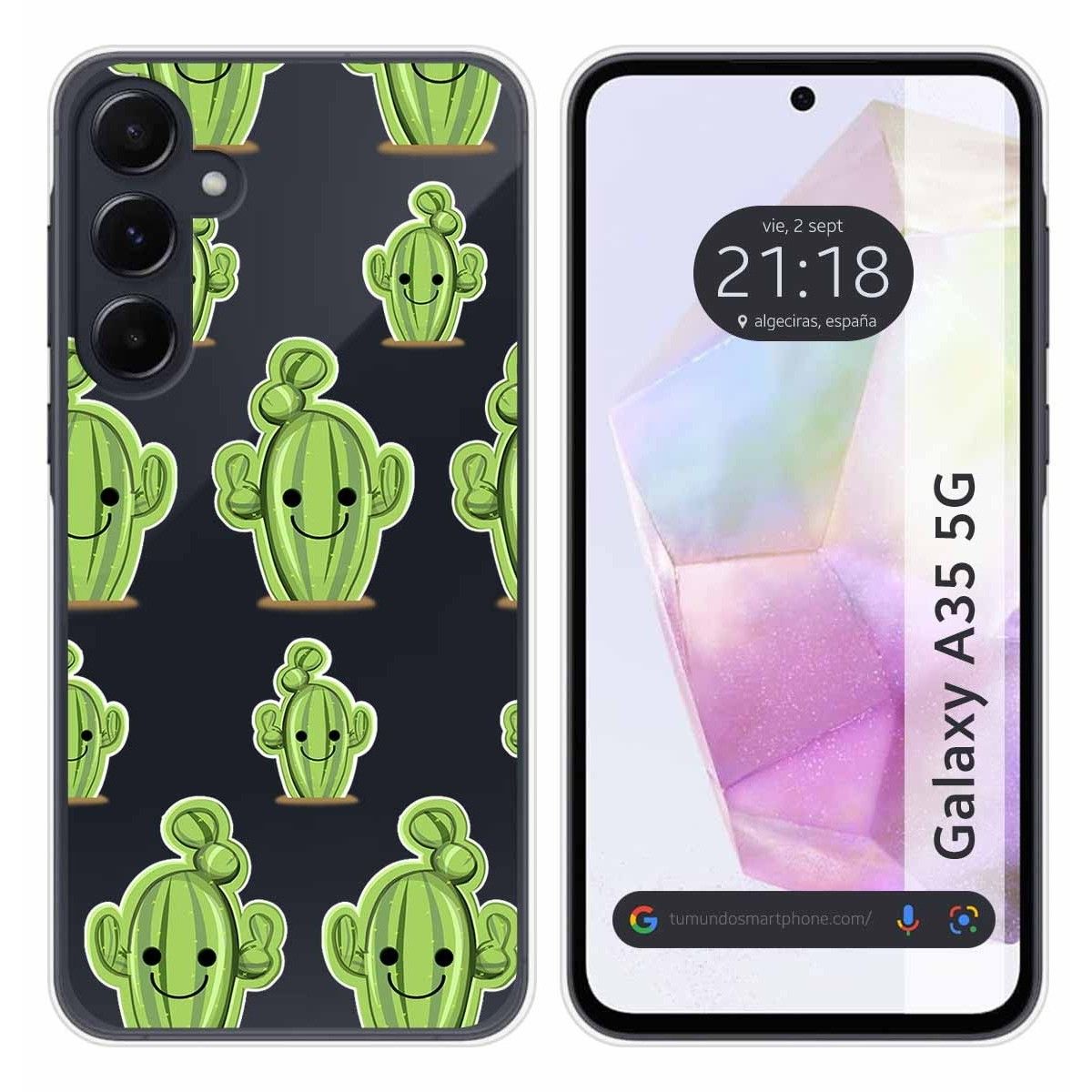 Funda Silicona Transparente para Samsung Galaxy A35 5G diseño Cactus Dibujos