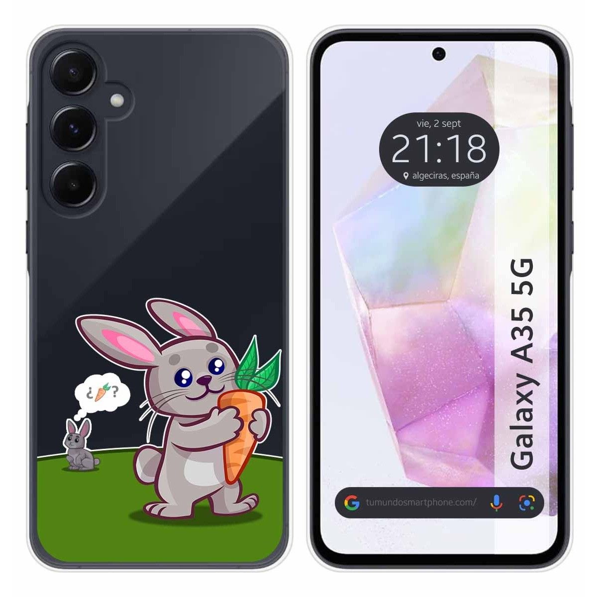 Funda Silicona Transparente para Samsung Galaxy A35 5G diseño Conejo Dibujos
