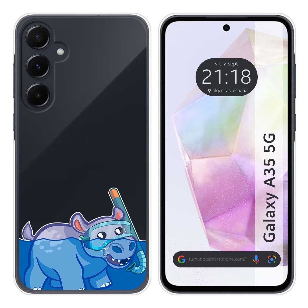 Funda Silicona Transparente para Samsung Galaxy A35 5G diseño Hipo Dibujos