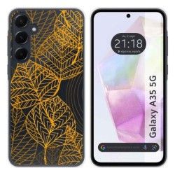 Funda Silicona Transparente para Samsung Galaxy A35 5G diseño Hojas Dibujos