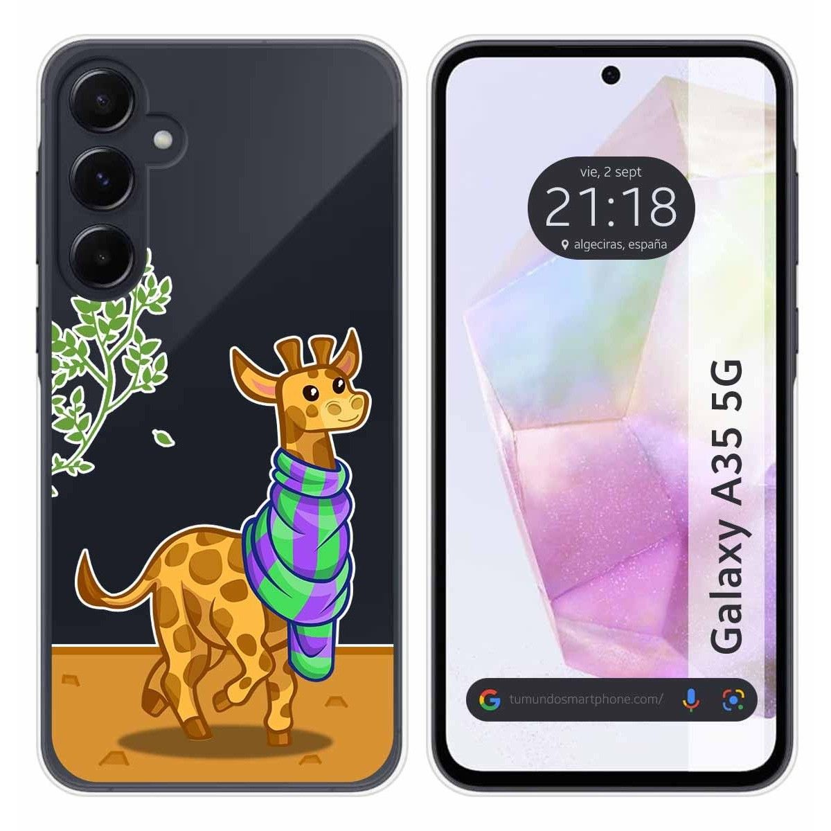 Funda Silicona Transparente para Samsung Galaxy A35 5G diseño Jirafa Dibujos