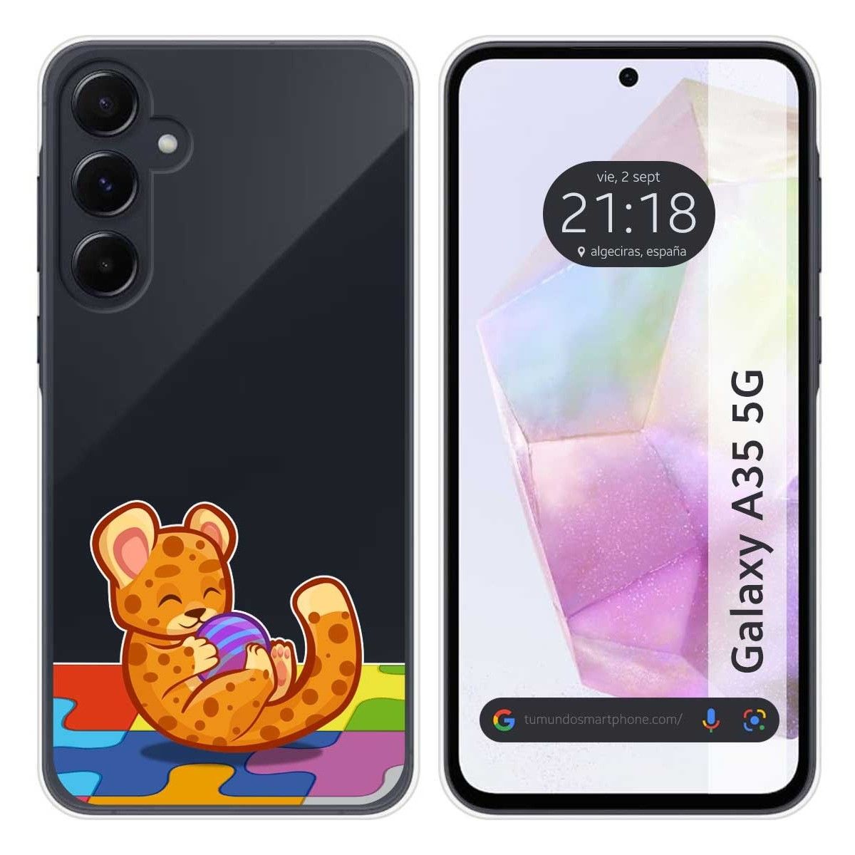 Funda Sillico Transparente para Samsung Galaxy A35 5G diseño Leopardo Dibujos