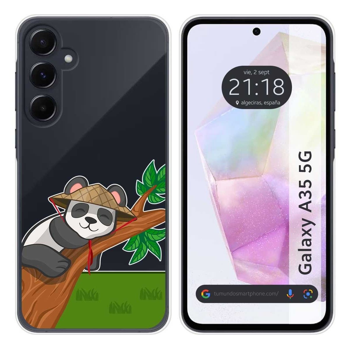 Funda Silicona Transparente para Samsung Galaxy A35 5G diseño Panda Dibujos