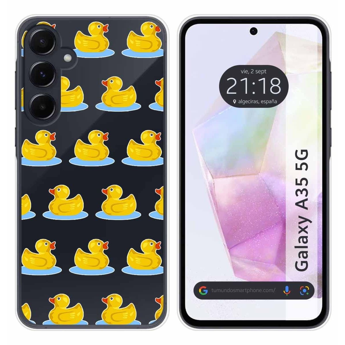 Funda Silicona Transparente para Samsung Galaxy A35 5G diseño Pato Dibujos