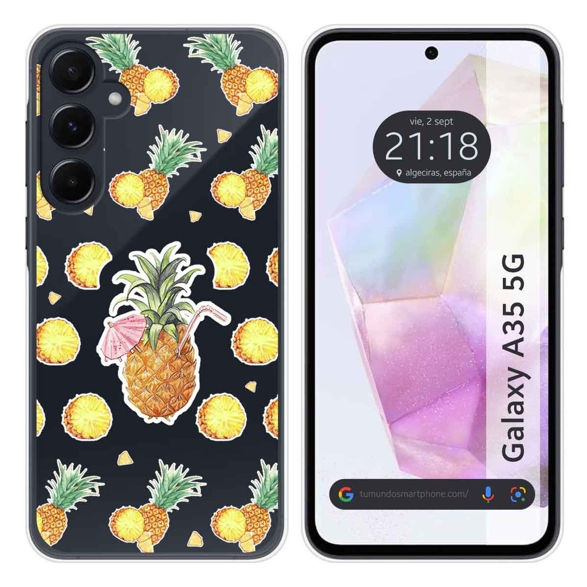 Funda Silicona Transparente para Samsung Galaxy A35 5G diseño Piña Dibujos
