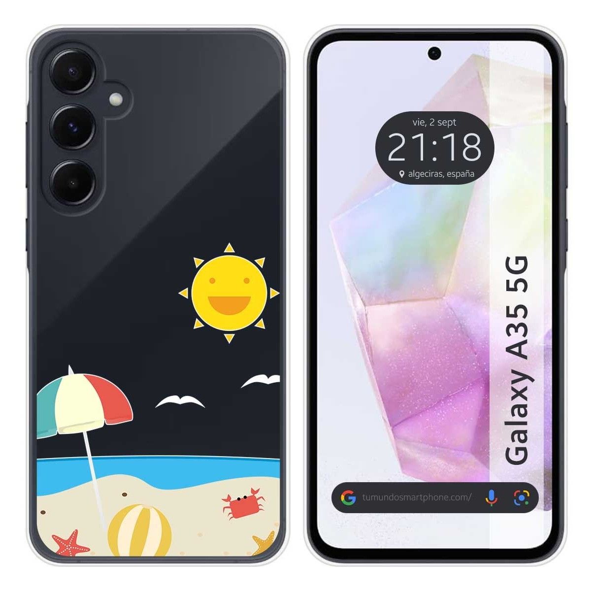 Funda Silicona Transparente para Samsung Galaxy A35 5G diseño Playa Dibujos