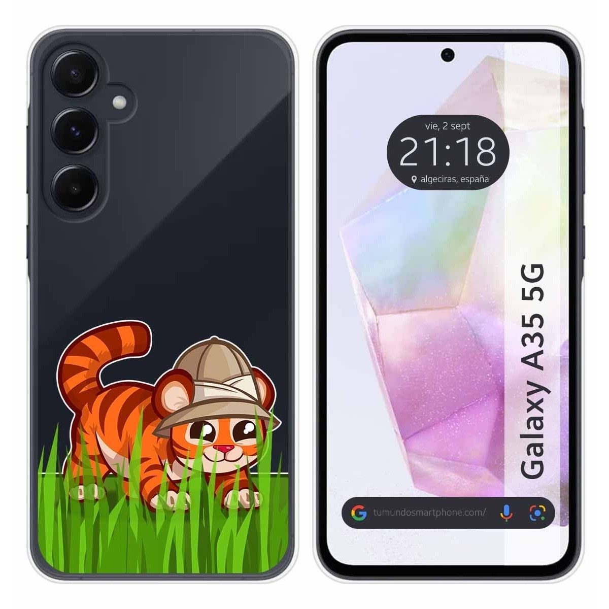 Funda Silicona Transparente para Samsung Galaxy A35 5G diseño Tigre Dibujos