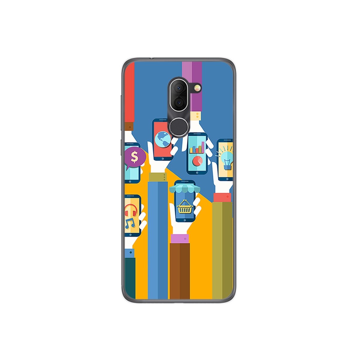 Funda Gel Tpu para Alcatel 3x Diseño Apps Dibujos