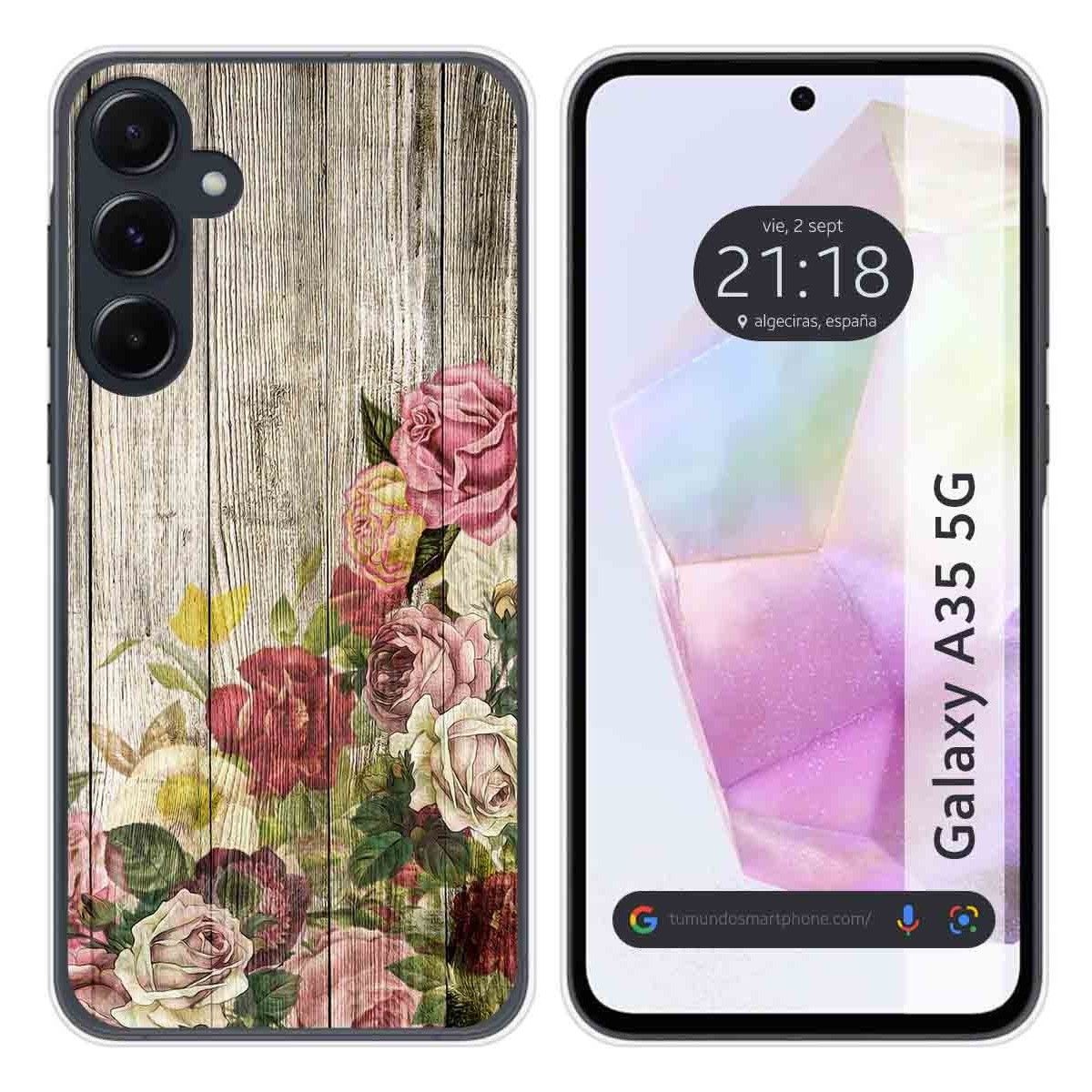 Funda Silicona para Samsung Galaxy A35 5G diseño Madera 08 Dibujos