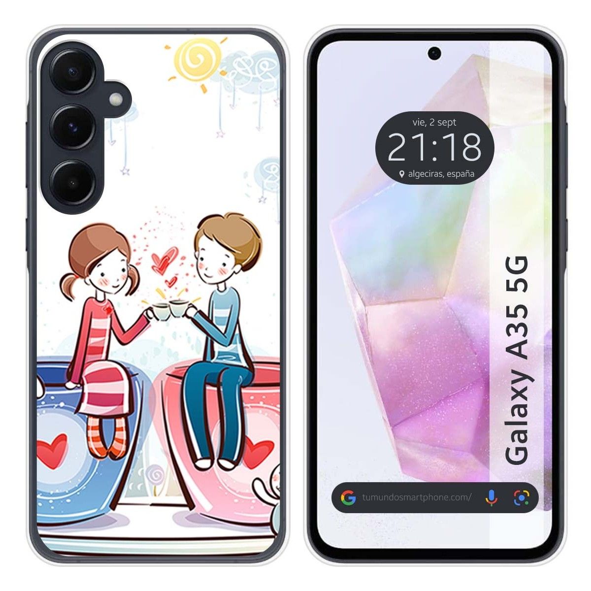 Funda Silicona para Samsung Galaxy A35 5G diseño Café Dibujos