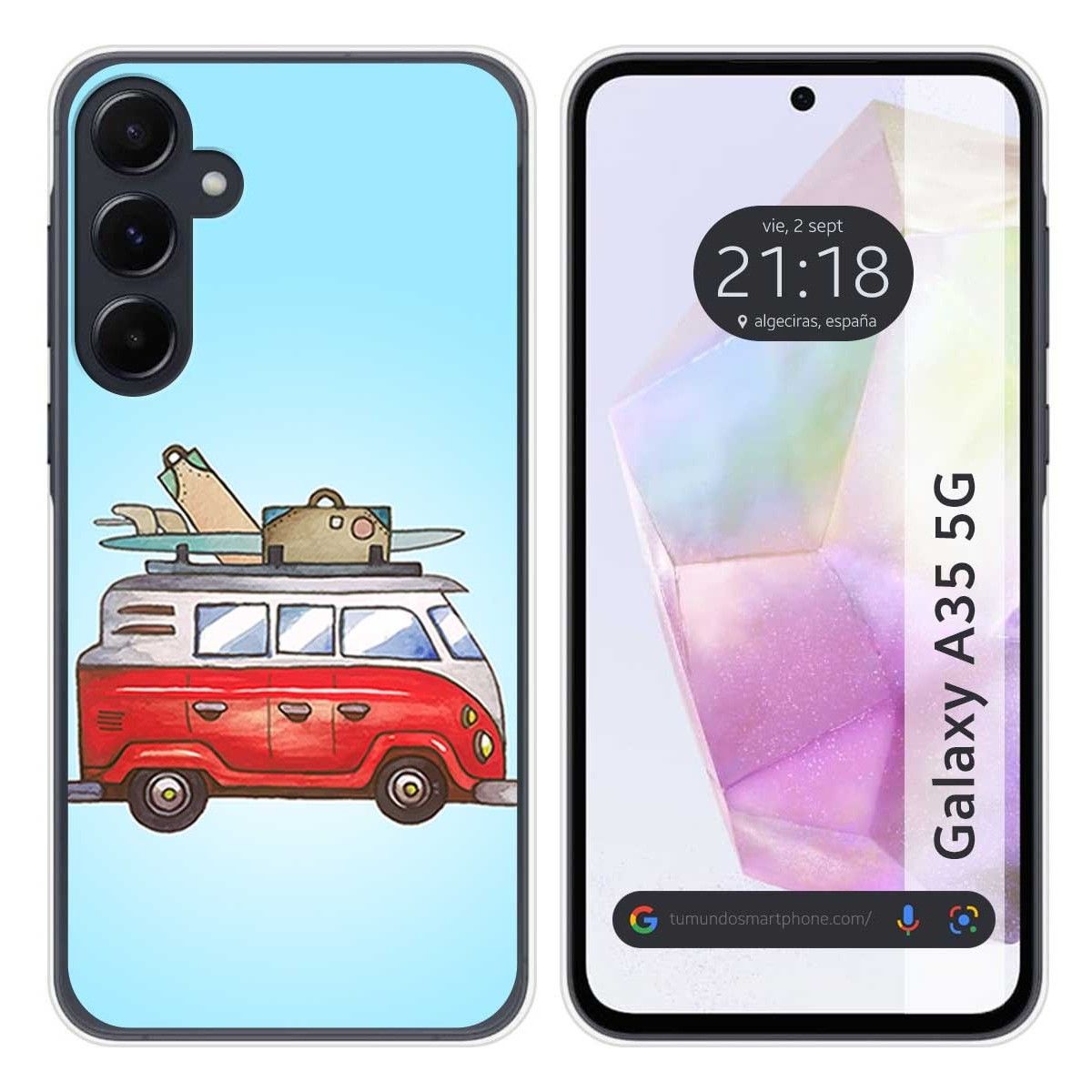 Funda Silicona para Samsung Galaxy A35 5G diseño Furgoneta Dibujos