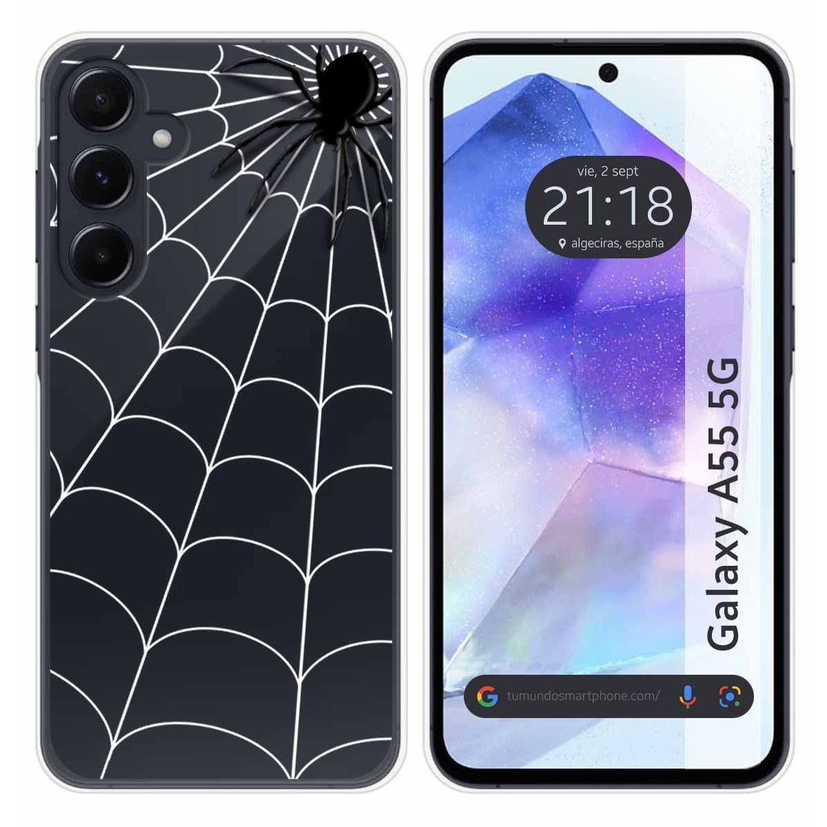 Funda Silicona Transparente para Samsung Galaxy A55 5G diseño Araña Dibujos