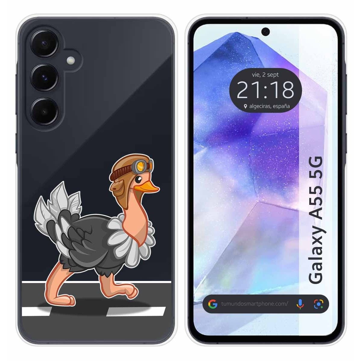Funda Silicona Transparente para Samsung Galaxy A55 5G diseño Avestruz Dibujos