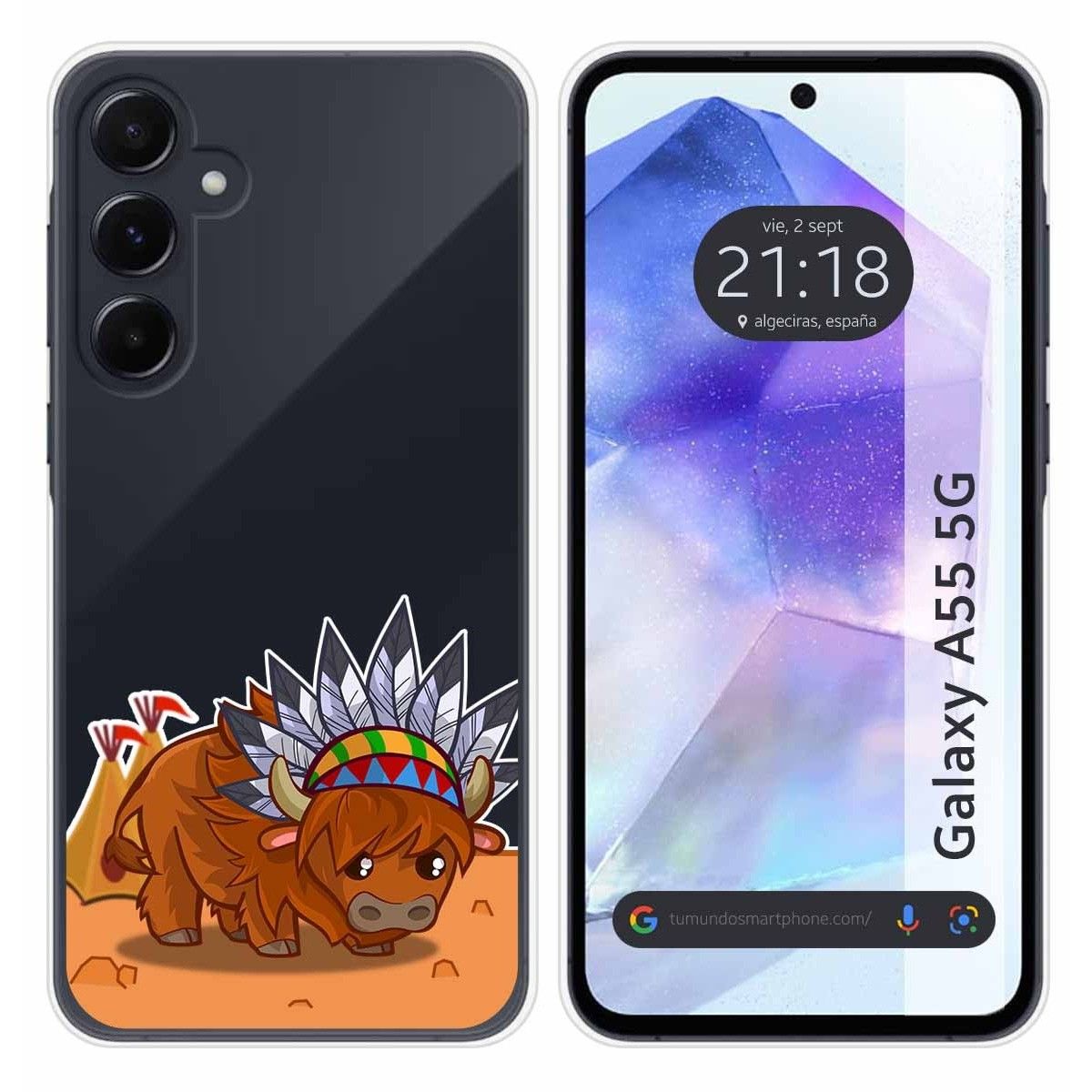 Funda Silicona Transparente para Samsung Galaxy A55 5G diseño Bufalo Dibujos