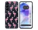 Funda Silicona Transparente para Samsung Galaxy A55 5G diseño Flamenco Dibujos