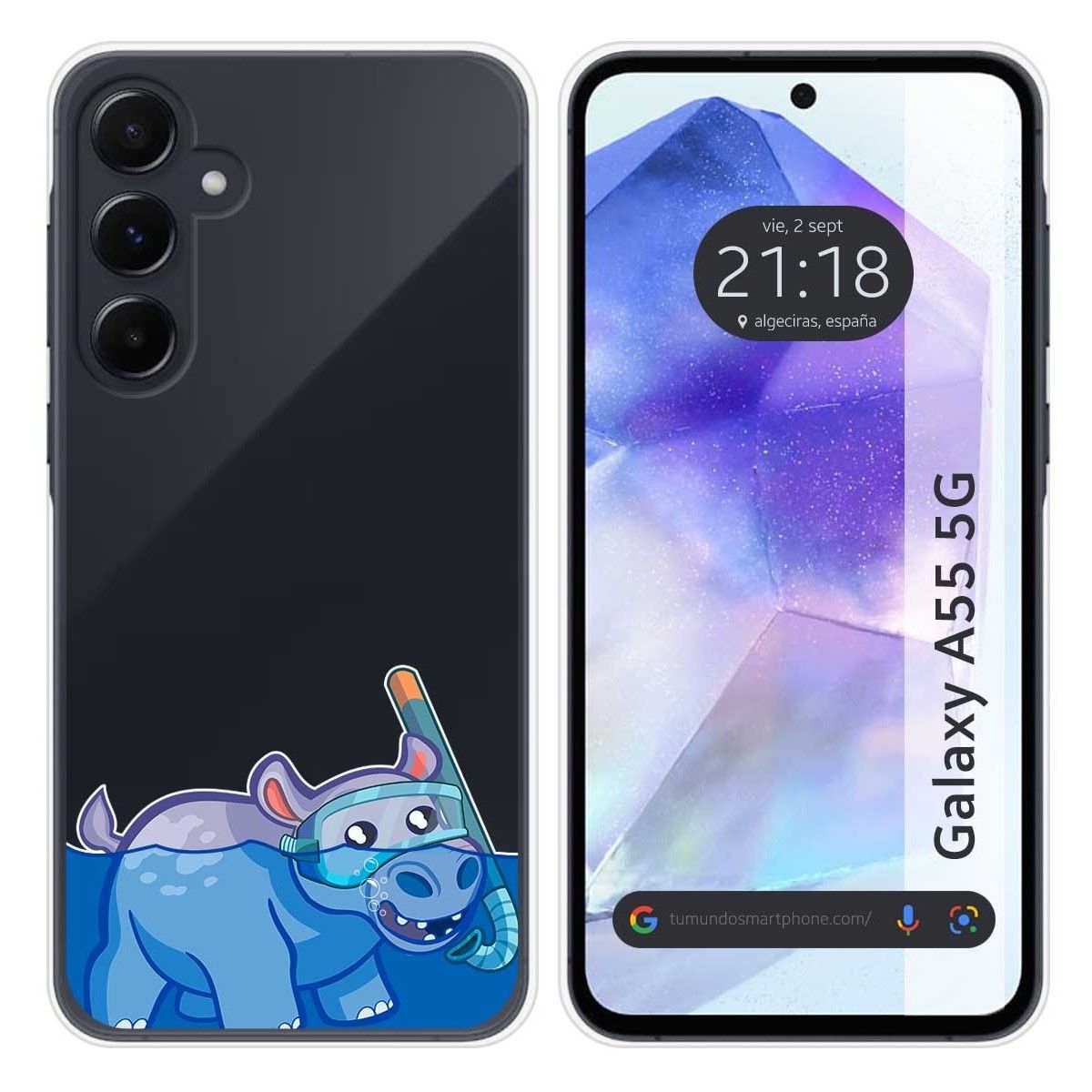 Funda Silicona Transparente para Samsung Galaxy A55 5G diseño Hipo Dibujos