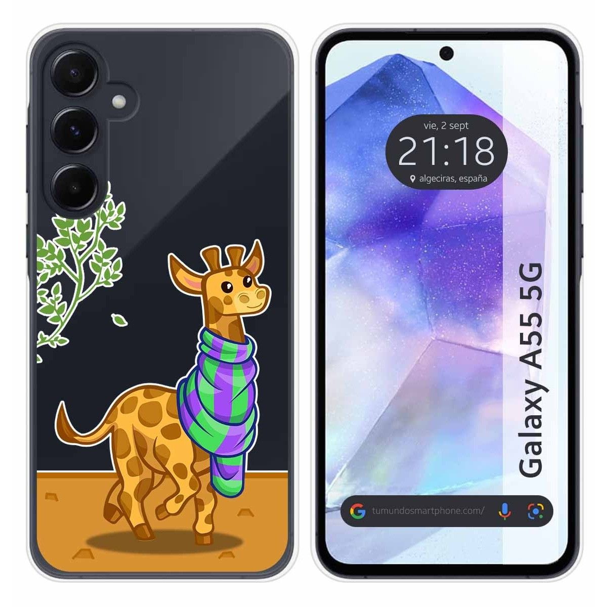 Funda Silicona Transparente para Samsung Galaxy A55 5G diseño Jirafa Dibujos