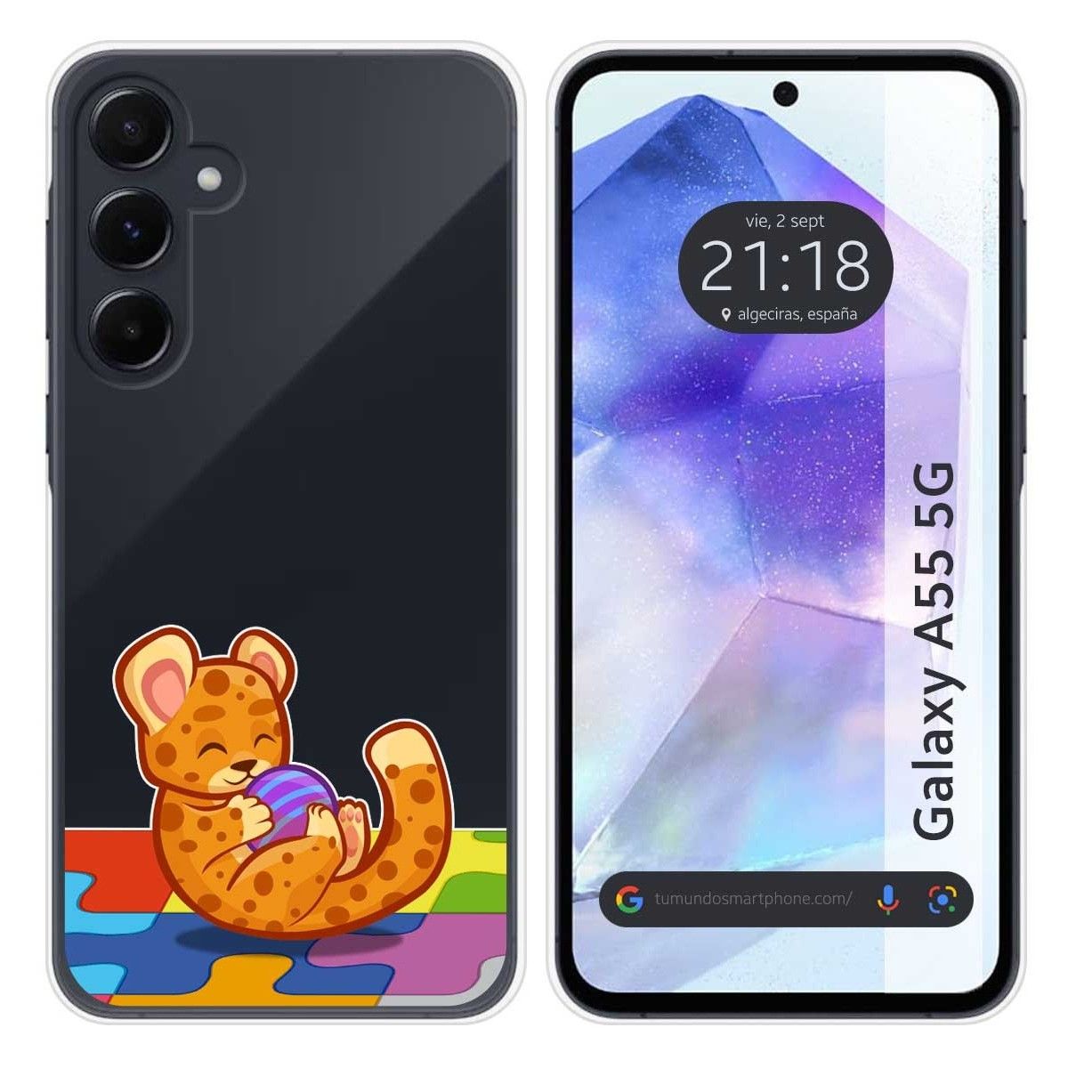 Funda Silicona Transparente para Samsung Galaxy A55 5G diseño Leopardo Dibujos