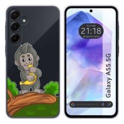 Funda Silicona Transparente para Samsung Galaxy A55 5G diseño Mono Dibujos