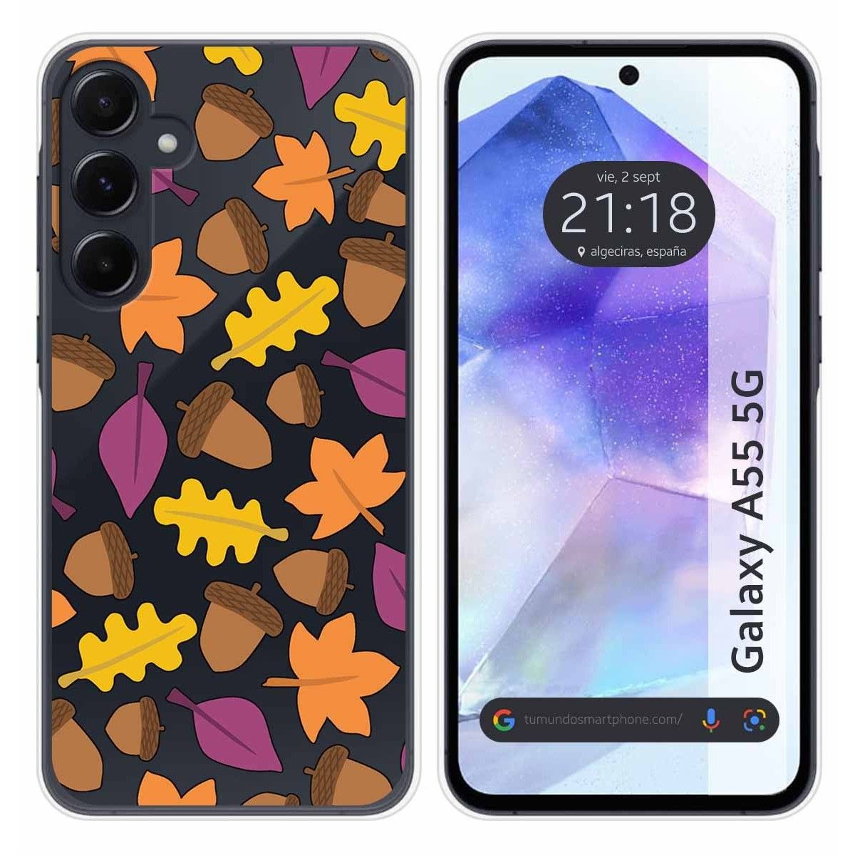 Funda Silicona Transparente para Samsung Galaxy A55 5G diseño Otoño Dibujos