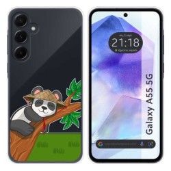 Funda Silicona Transparente para Samsung Galaxy A55 5G diseño Panda Dibujos