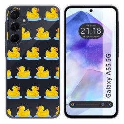 Funda Silicona Transparente para Samsung Galaxy A55 5G diseño Pato Dibujos