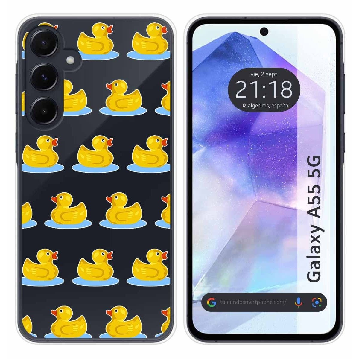 Funda Silicona Transparente para Samsung Galaxy A55 5G diseño Pato Dibujos
