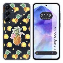Funda Silicona Transparente para Samsung Galaxy A55 5G diseño Piña Dibujos