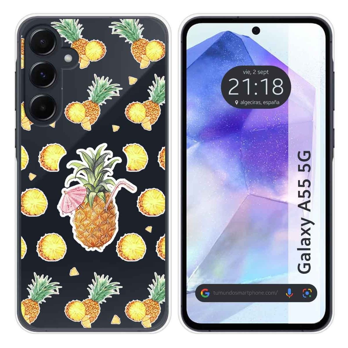 Funda Silicona Transparente para Samsung Galaxy A55 5G diseño Piña Dibujos