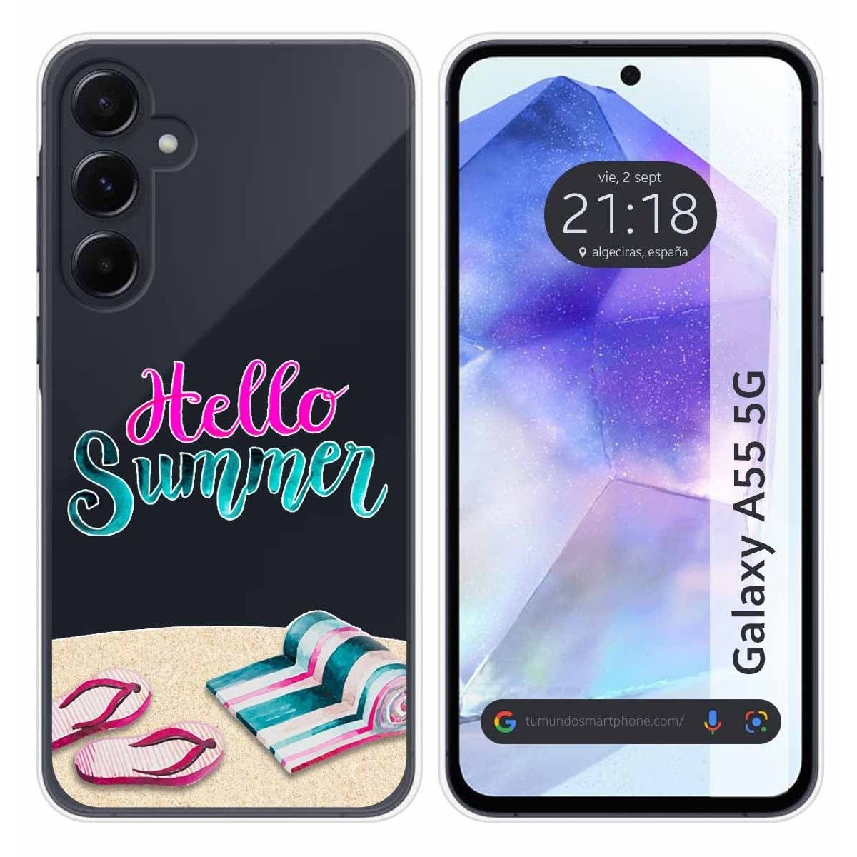 Funda Silicona Transparente para Samsung Galaxy A55 5G diseño Summer Dibujos