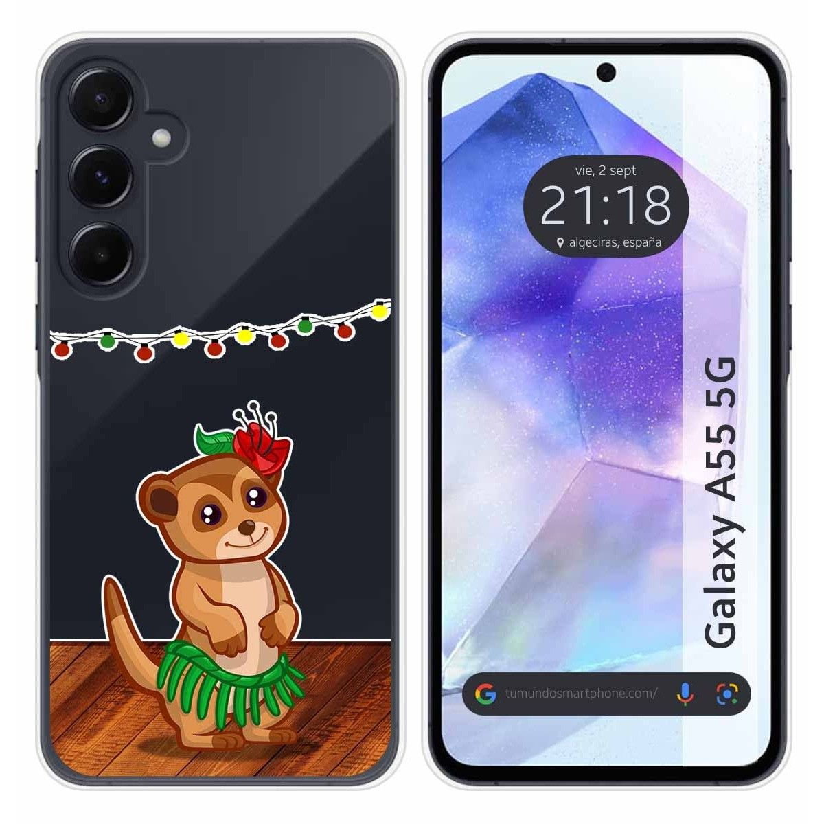 Funda Silicona Transparente para Samsung Galaxy A55 5G diseño Suricata Dibujos