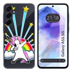 Funda Silicona Transparente para Samsung Galaxy A55 5G diseño Unicornio Dibujos