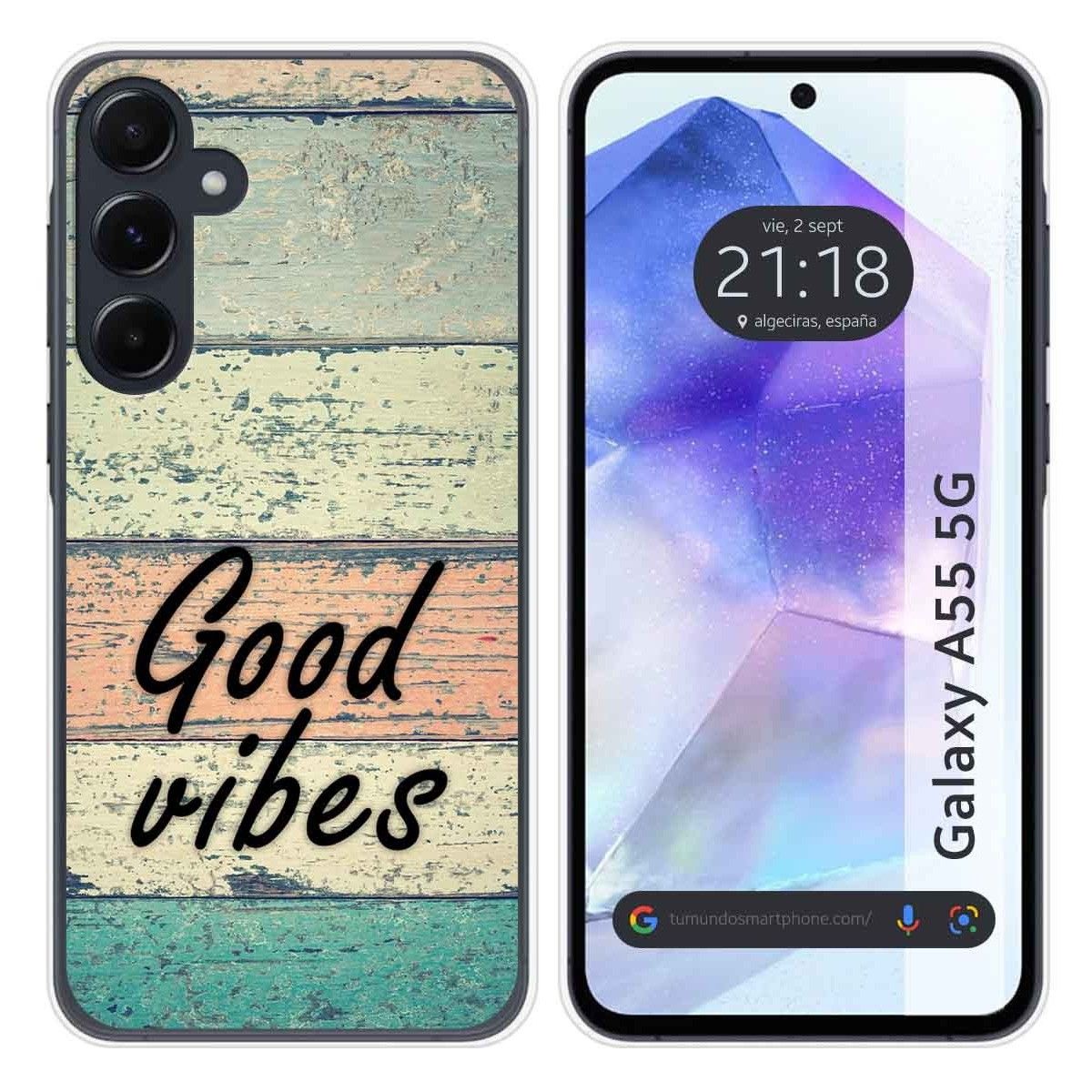 Funda Silicona para Samsung Galaxy A55 5G diseño Madera 01 Dibujos