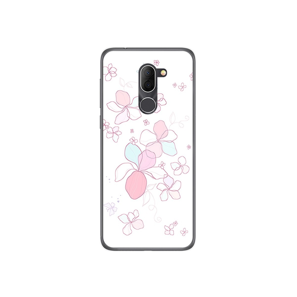 Funda Gel Tpu para Alcatel 3x Diseño Flores Minimal Dibujos