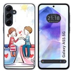 Funda Silicona para Samsung Galaxy A55 5G diseño Café Dibujos