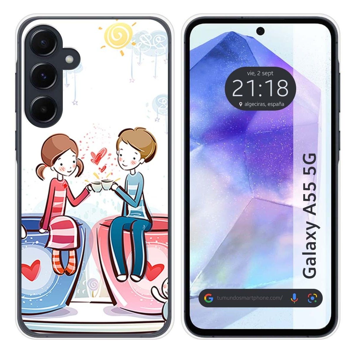 Funda Silicona para Samsung Galaxy A55 5G diseño Café Dibujos