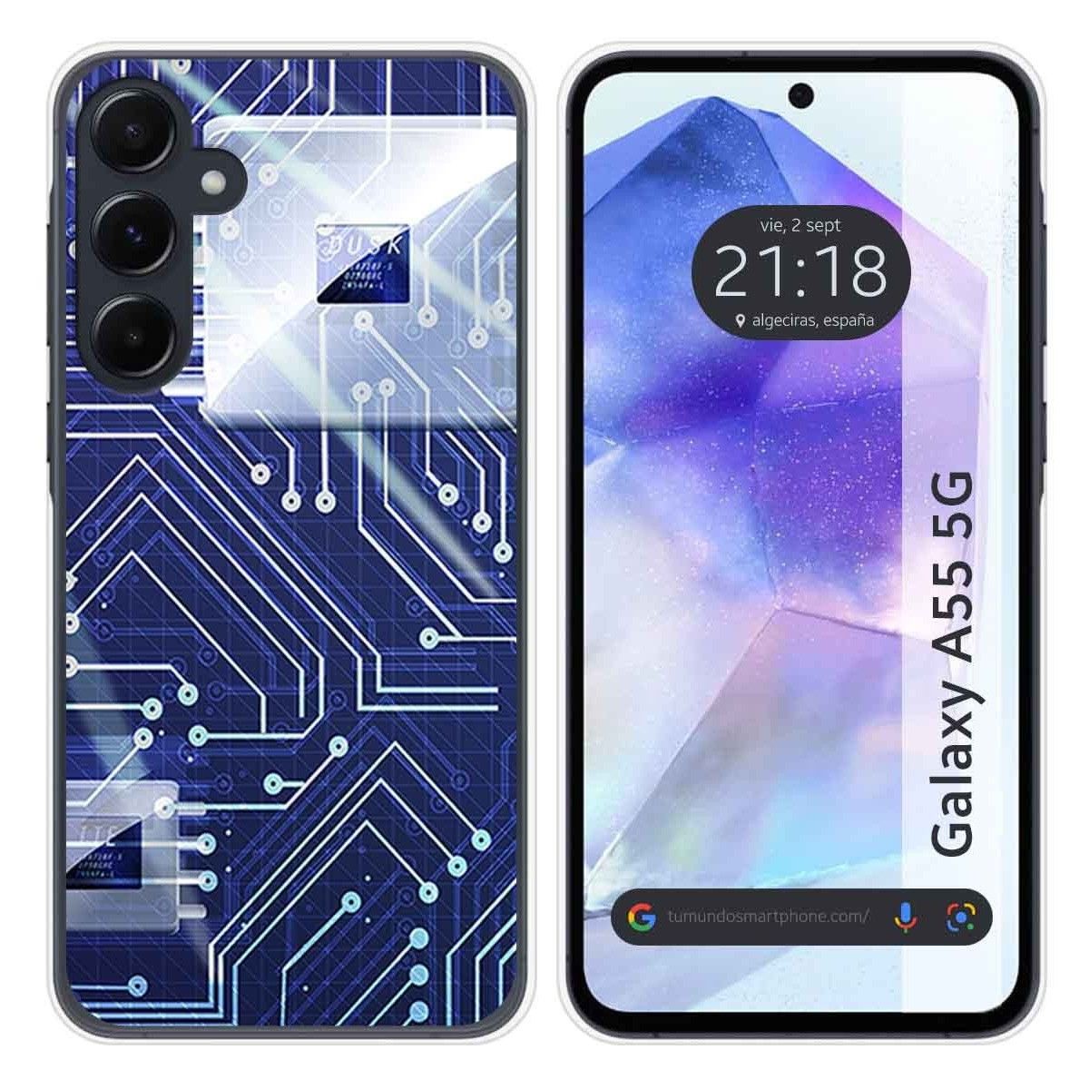 Funda Silicona para Samsung Galaxy A55 5G diseño Circuito Dibujos